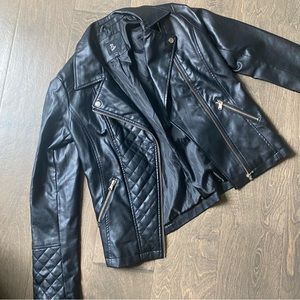 Art Class leather jacket with gold accents, kids extra large